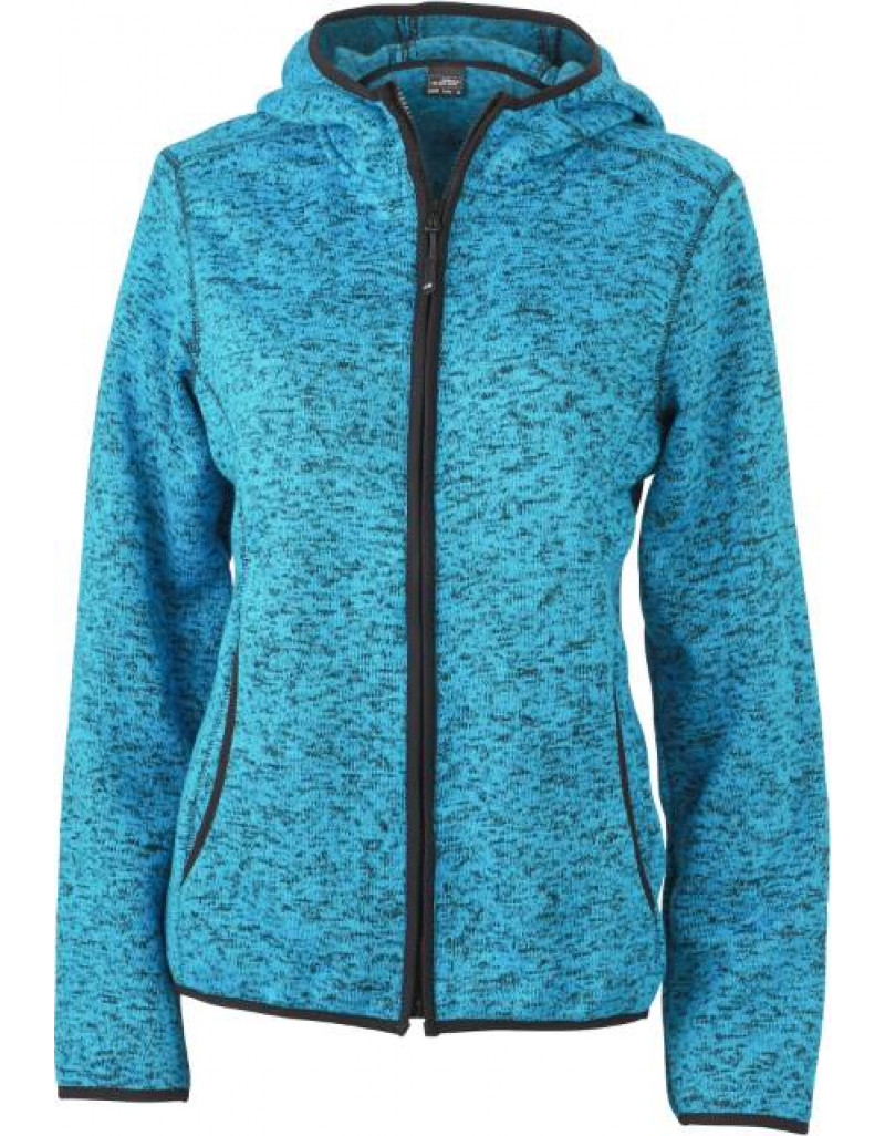 Jachetă tricotată cu glugă din fleece pentru femei